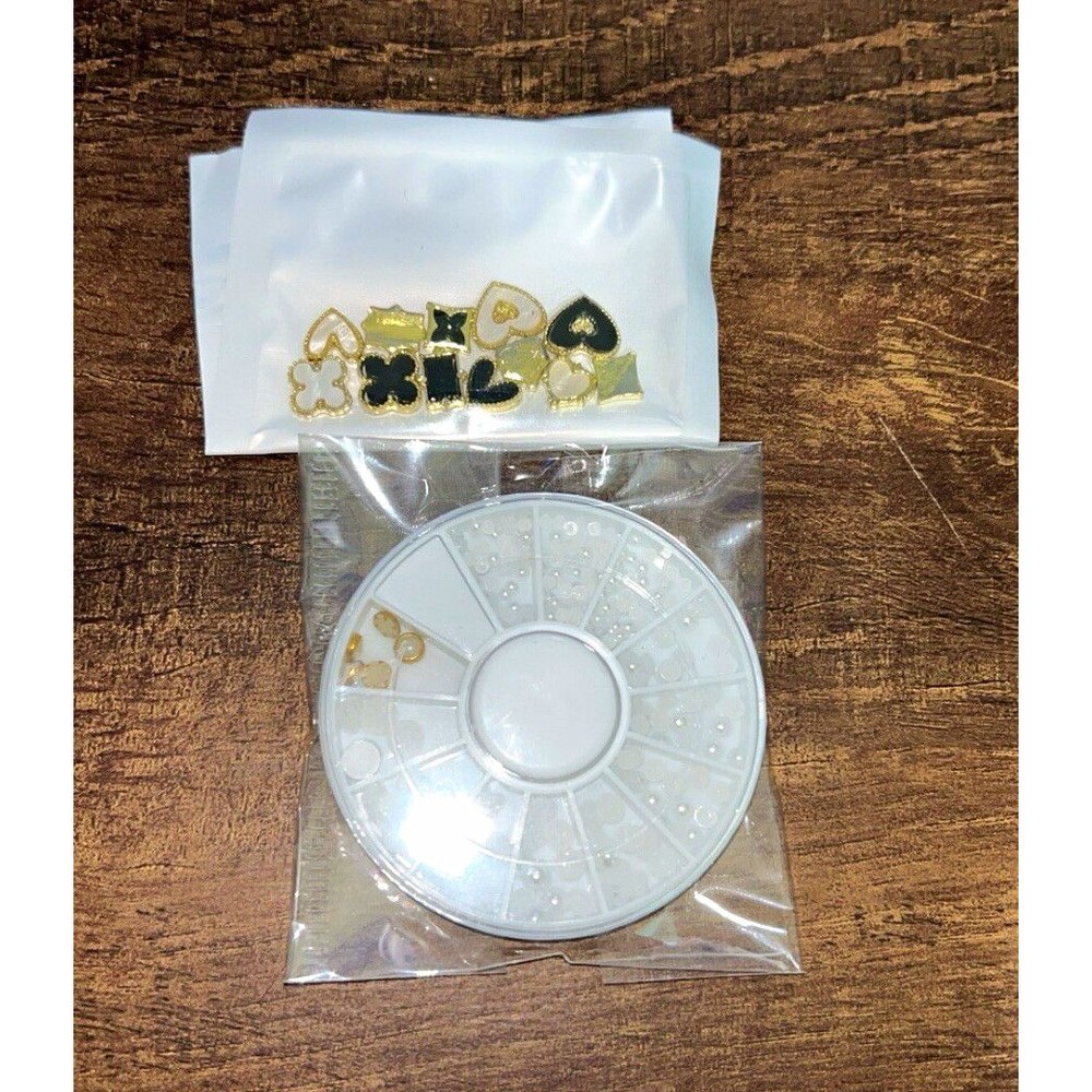 3D Bow Nail Charms Wheel Set Gold & White Metal Charms for Nail Art Tips